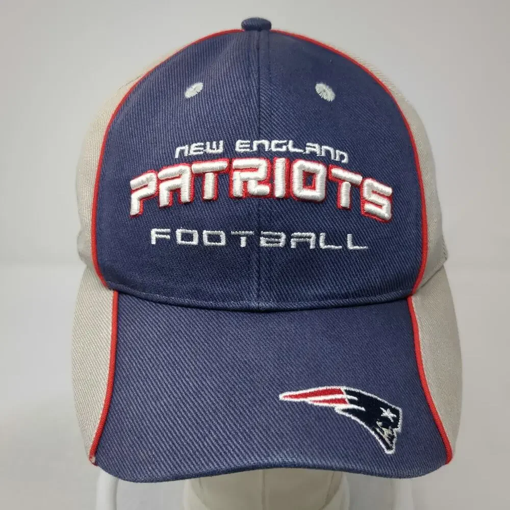 NFL New England Patriots Hat Blue Beige Red One Size Cap Strapback Cotton Logo